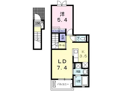 セレーノ モチヅキⅠ(1LDK/2階)の間取り写真