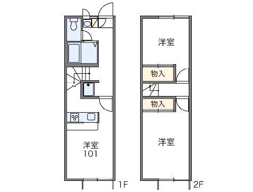 レオパレスフレアももぞの(2DK/1階)の間取り写真