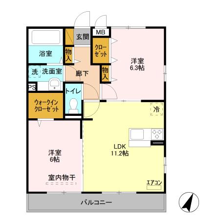 グレイス・フォレⅡ(2LDK/2階)の間取り写真
