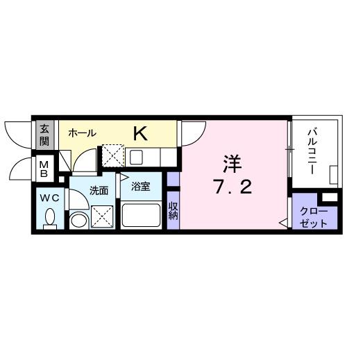 ポスト・プリート Ⅱ(1K/2階)の間取り写真