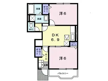 ヴェルデメゾンⅢ(2DK/1階)の間取り写真