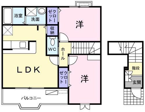 ジェルメ グラースⅡ(2LDK/2階)の間取り写真