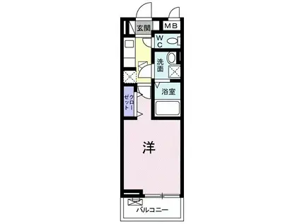 プリムローズKⅤ(1K/1階)の間取り写真