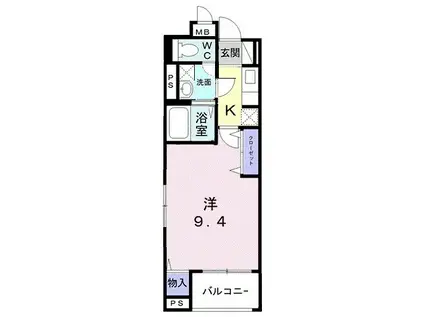 コクーン・Ⅰ(1K/1階)の間取り写真