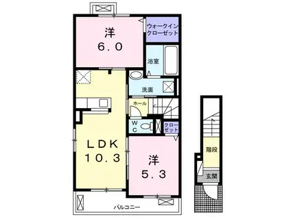 マジェスティック パラッツォⅠ(2LDK/2階)の間取り写真