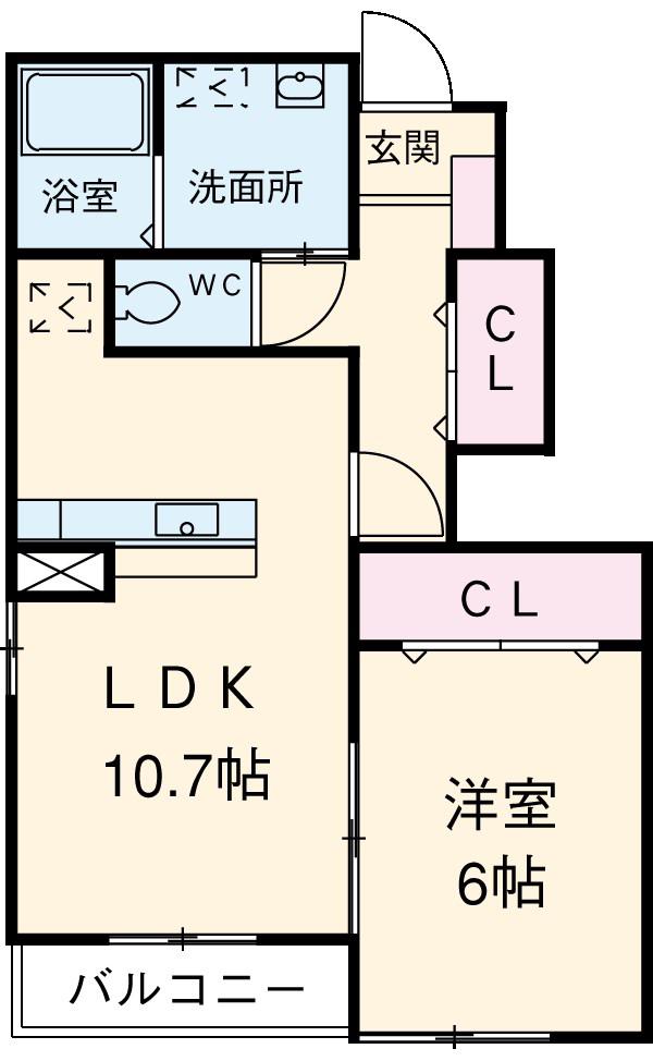 ノ-ス ブリッサⅡ(1LDK/1階)の間取り写真