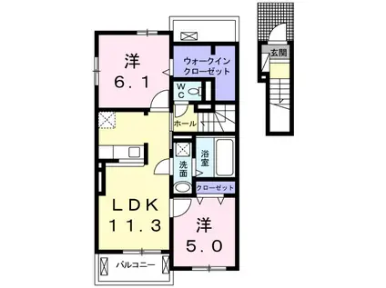 リビエールⅡ(2LDK/2階)の間取り写真