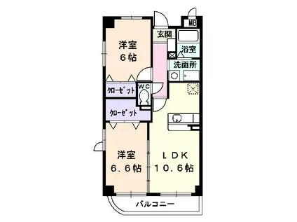 クラシオンⅠ(2LDK/2階)の間取り写真