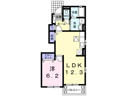 イースト ヴァレーⅤ(1LDK/1階)の間取り写真