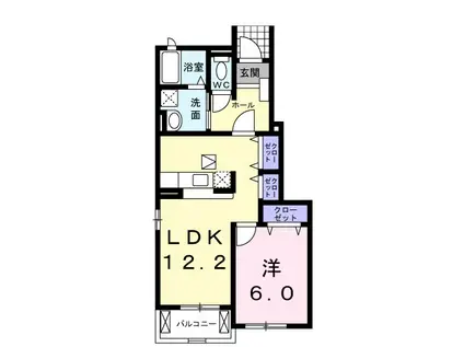 リバーサイドビラ生田Ⅱ(1LDK/1階)の間取り写真