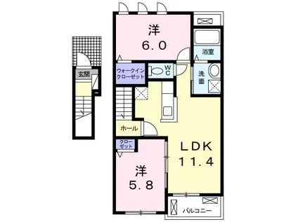 T-エターナル(2LDK/2階)の間取り写真