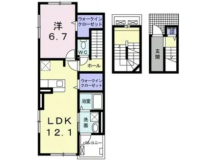 ブルージュ2(1LDK/3階)の間取り写真