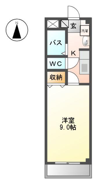 クリスタルハイム(1K/2階)の間取り写真
