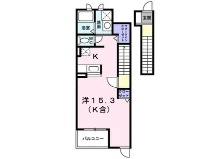 アンソレイエⅢ(ワンルーム/2階)の間取り写真