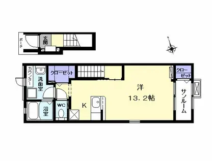 ルーチェ(1K/2階)の間取り写真