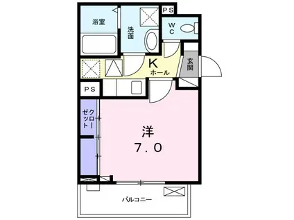 ラ・ロシェル(1K/1階)の間取り写真