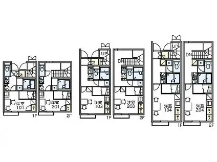 レオパレスセンターウエストⅠ(1K/1階)の間取り写真