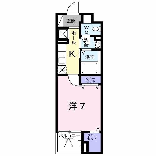 ゴールデン ソレイル(1K/4階)の間取り写真