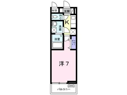 カリーノⅣ(1K/2階)の間取り写真
