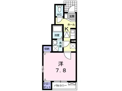 ピアチェーヴォレ(1K/1階)の間取り写真