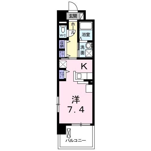 レギオン(ワンルーム/4階)の間取り写真