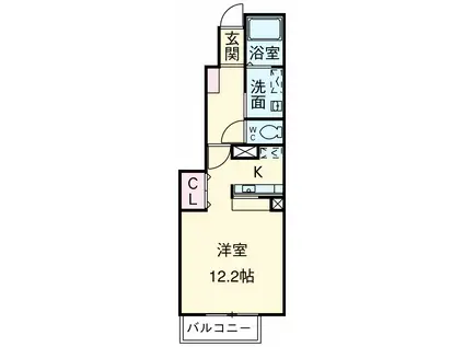 旭が丘レジデンス(ワンルーム/1階)の間取り写真