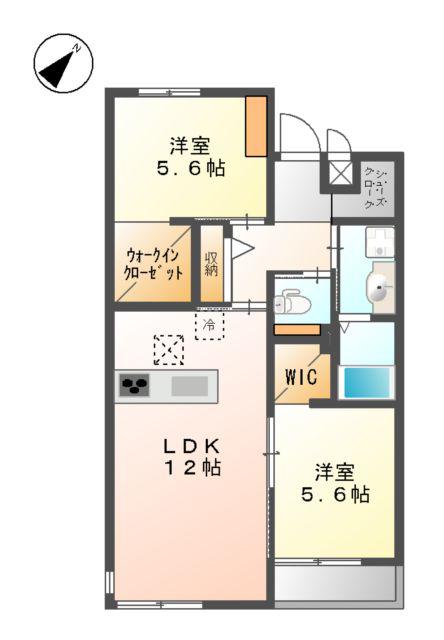 リッシュモント(2LDK/1階)の間取り写真