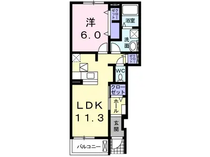 リリーガーデン(1LDK/1階)の間取り写真