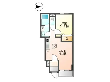 ラ・ジオンあきる野(1LDK/1階)の間取り写真