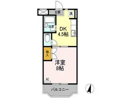 ファミーユⅢ(1DK/1階)の間取り写真