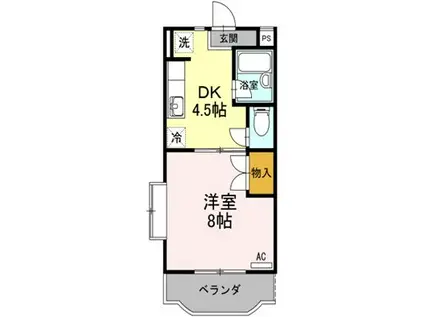 ファミーユⅠ(1DK/1階)の間取り写真