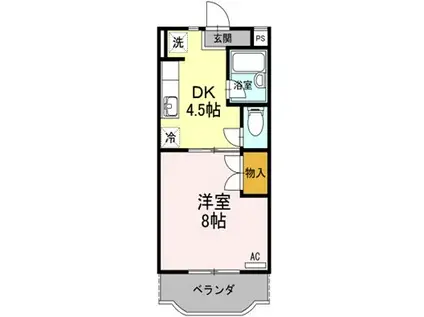 ファミーユⅠ(1DK/3階)の間取り写真