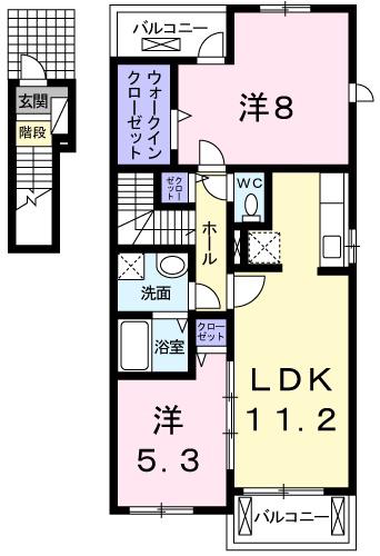 レジダンスE Ⅱ(2LDK/2階)の間取り写真