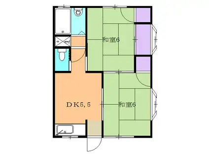 コウサンハイツⅠ富士見台(2DK/2階)の間取り写真