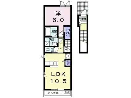 ヴェル・エール(1LDK/2階)の間取り写真