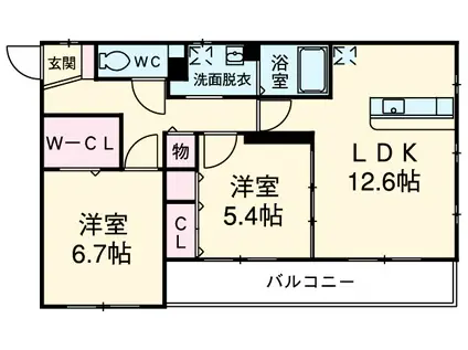 バーディ豊田Ⅱ(2LDK/3階)の間取り写真