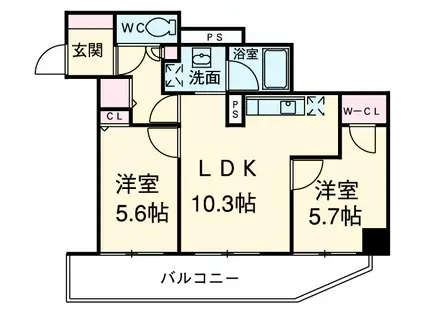 AVENUE静岡茶町(2LDK/5階)の間取り写真