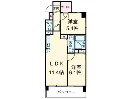 AVENUE静岡茶町(1SLDK/2階)の間取り写真