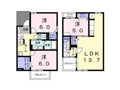 アン イリスⅢ(3LDK/1階)の間取り写真