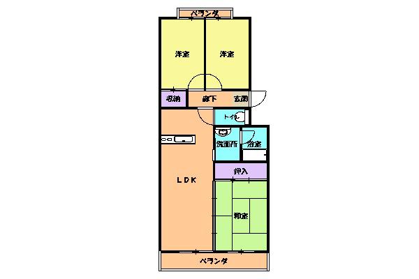 モンテベルデ高野(3LDK/3階)の間取り写真
