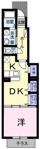 セイバリーⅠ(1DK/1階)の間取り写真