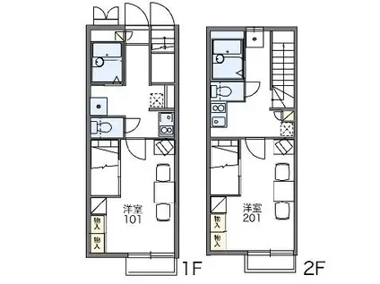 レオパレス平川地(1K/2階)の間取り写真
