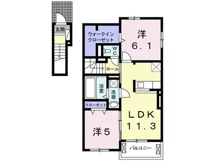 リバーサイドM(2LDK/2階)の間取り写真