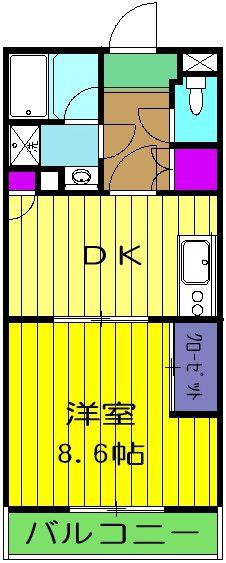 リッツ・東静岡(1DK/4階)の間取り写真