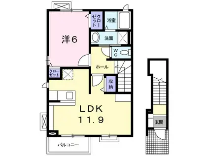 オペラ.T(1LDK/2階)の間取り写真