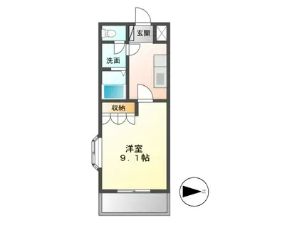 エスタジール(1K/2階)の間取り写真