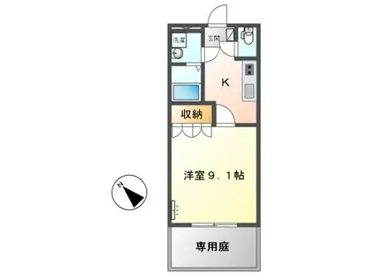 プリオール(1K/1階)の間取り写真