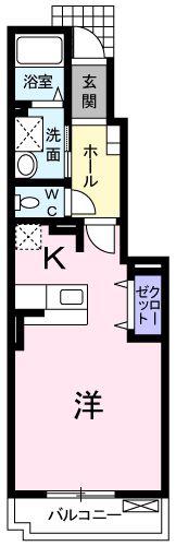 アンジュ MⅡ(ワンルーム/1階)の間取り写真