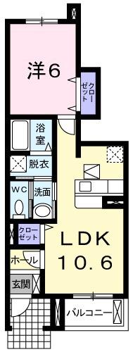 プリムローズガーデンⅡ(1LDK/1階)の間取り写真
