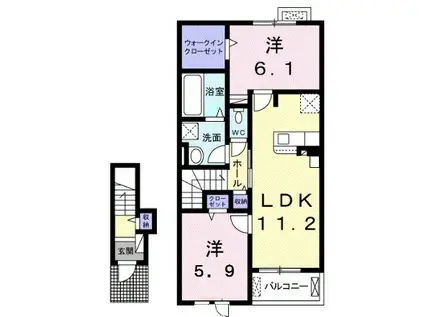 メゾン ラピュタⅡ(2LDK/2階)の間取り写真